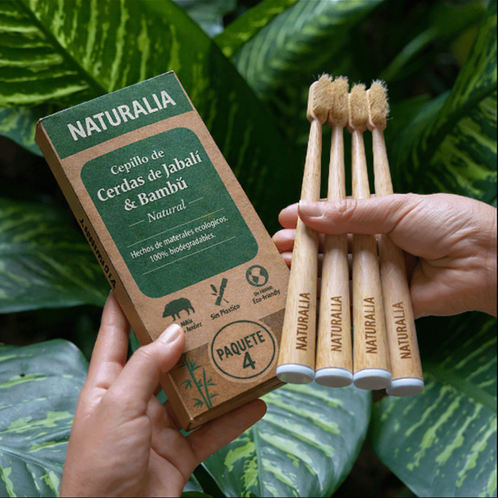 Cepillo de dientes de Bambú y Cerdas de Jabalí Naturalia (paquete de 4ud)