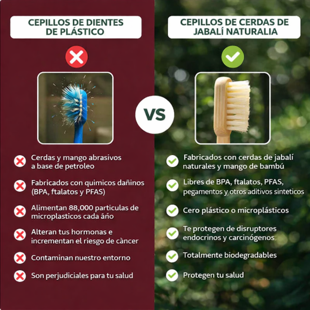 Cepillo de dientes de Bambú y Cerdas de Jabalí Naturalia (paquete de 4ud)
