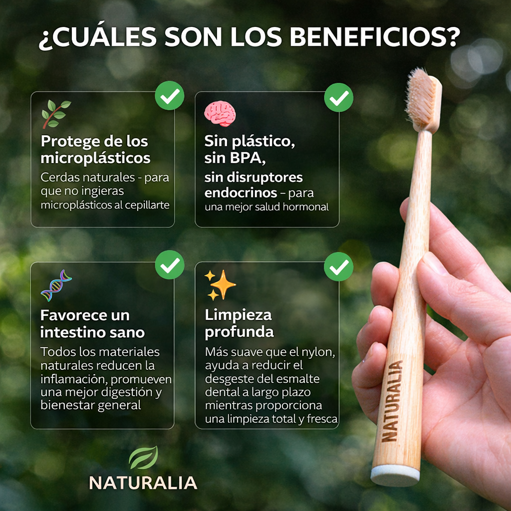 Cepillo de dientes de Bambú y Cerdas de Jabalí Naturalia (paquete de 4ud)