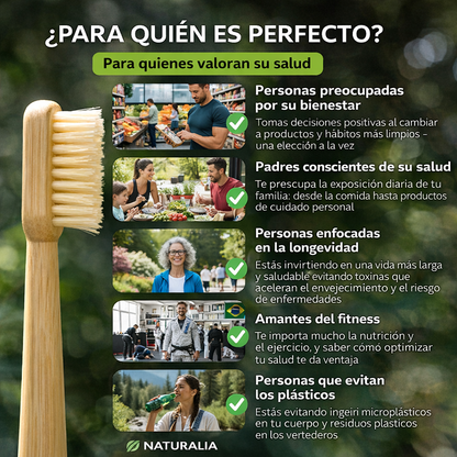 Cepillo de dientes de Bambú y Cerdas de Jabalí Naturalia (paquete de 4ud)